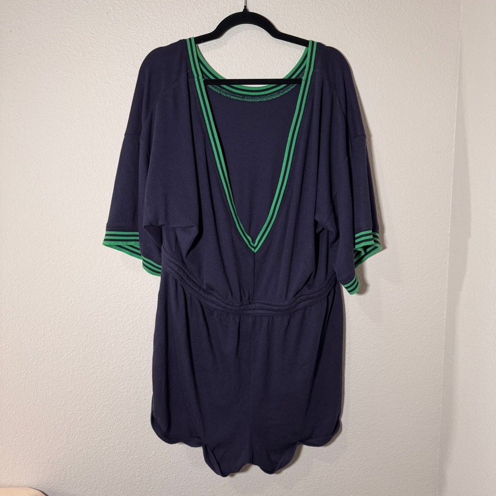 Anthropologie Navy Star Pocket Drawstring Waffle Knit Romper One Piece XL NWT - Picture 5 of 15